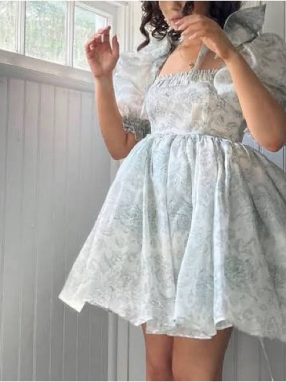 Selkie Austen Da Vinci Puff White Mini Dress